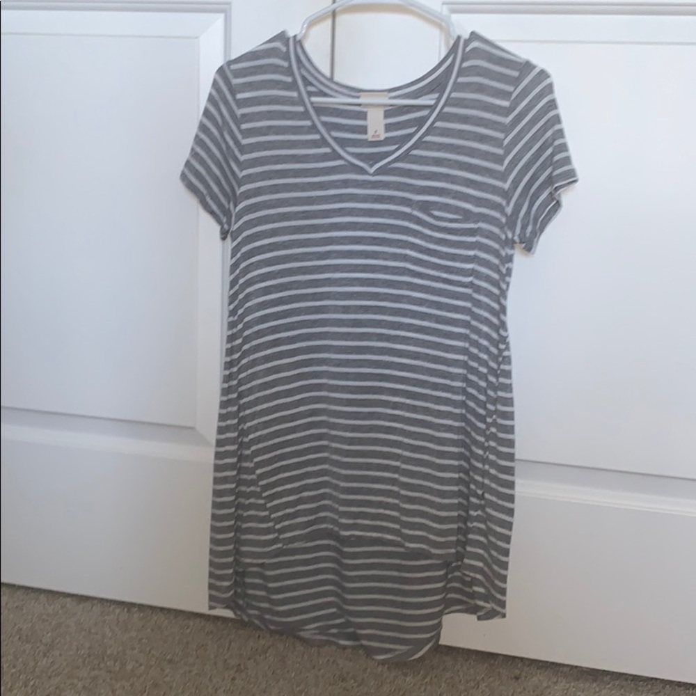 really soft grey and white striped shirt